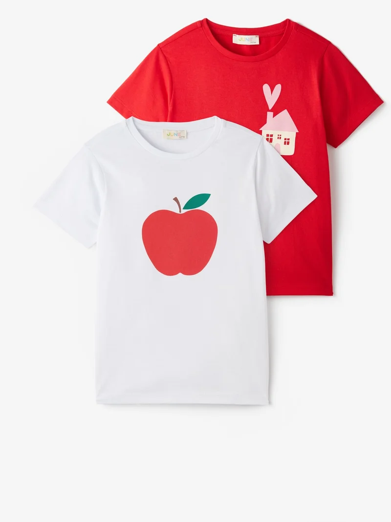 جون Girls Short Sleeve 2-Piece Printed T-Shirt
