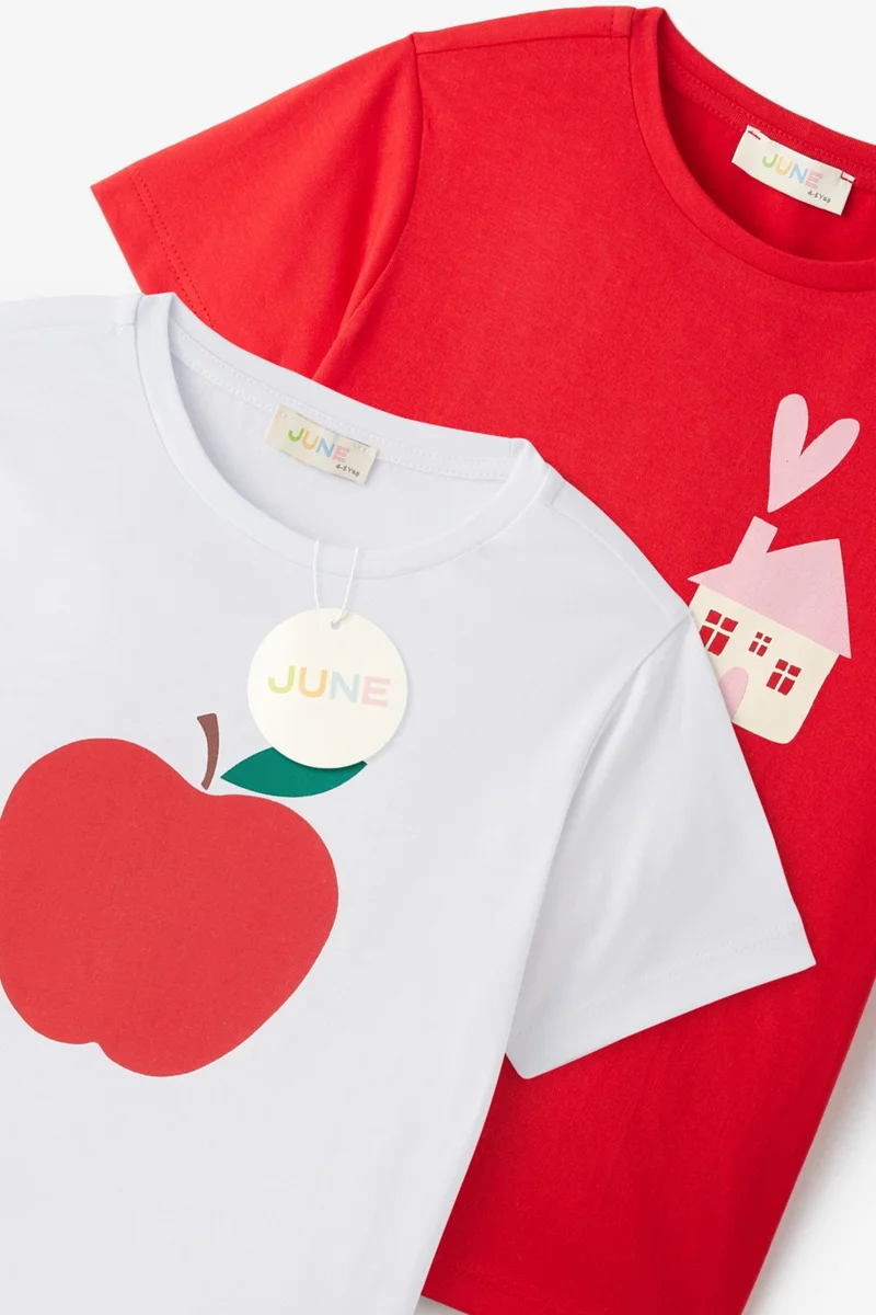جون Girls Short Sleeve 2-Piece Printed T-Shirt