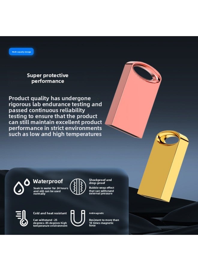 Metal Usb Flash Drive 32G High Speed 16g Car Mini Usb Flash Drive Usb Custom Advertising Music Waterproof Gift Usb Flash Drive-Color:Rose Gold-Capacity:4GB - Image 3