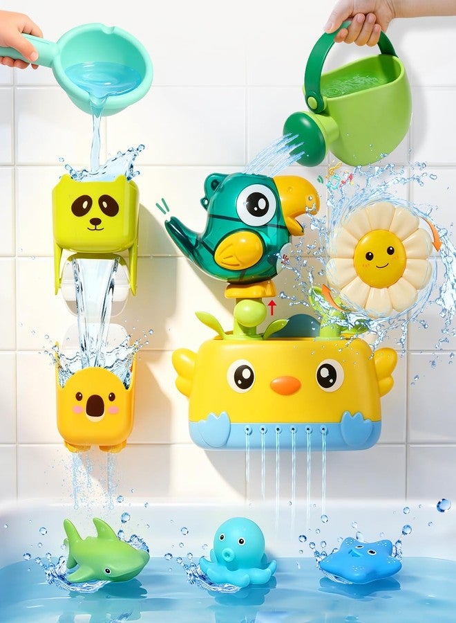 AMCHSURI Bath Toys Toddlers 2-4, Mold Free Toddler Bath Toys for Kids Ages 1-3, Baby Bathtub Water Toys with Strong Suction Cups Waterfall Shower Toy with Bath Cups & Watering Can for 18+ Months Boy Girl Gifts - Image 1