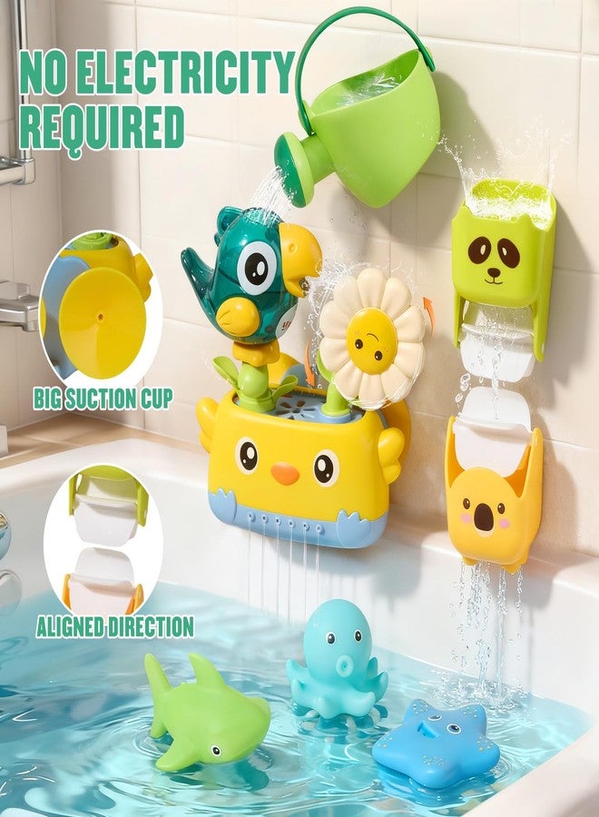 AMCHSURI Bath Toys Toddlers 2-4, Mold Free Toddler Bath Toys for Kids Ages 1-3, Baby Bathtub Water Toys with Strong Suction Cups Waterfall Shower Toy with Bath Cups & Watering Can for 18+ Months Boy Girl Gifts - Image 3