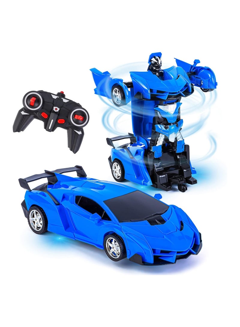 TOY GARDEN Remote Control Toys for Kids,Birthday for 5-12 Year Old Hobby Rc Robot Car Toy 2 1 Deformation Car Transformer Toy for 6-10 Year Old Racing Cars for Boys Girls 1 18 Scale Cars Blue - Image 1