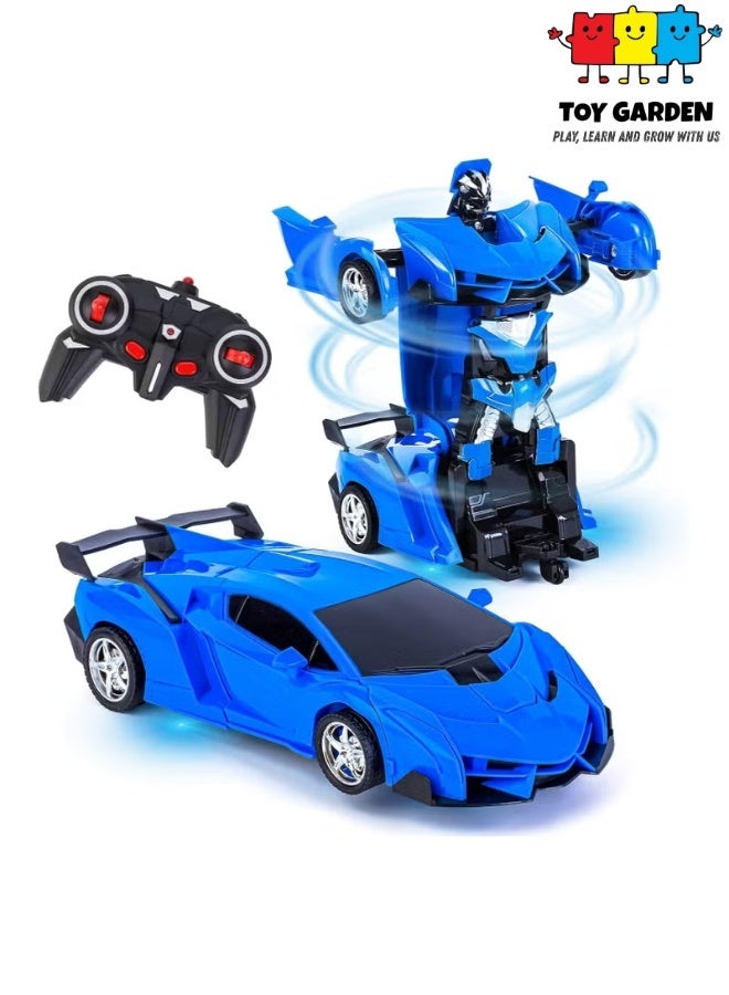 TOY GARDEN 2-in-1 remote control toy, Transforming Remote Control Robot Car for Kids, Blue RC Sports Car with Easy Transformation and 360° Rotation, Fun Action Toy Gift - Image 1