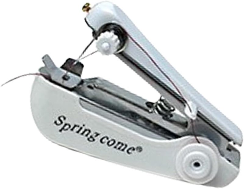 White Handheld Sewing Machine Portable Manual Stitching Tool For Home Needlework - Image 2