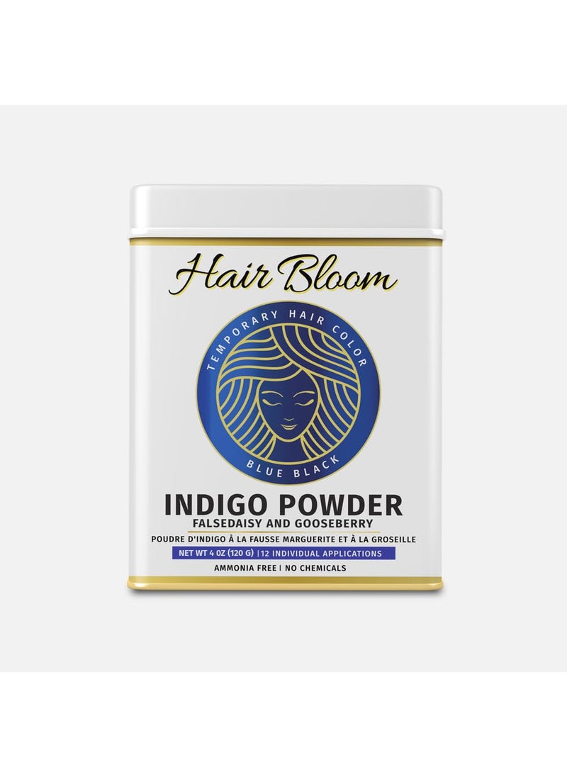 Pride Of India - Hair Bloom Natural Blue Black Hair Color Herbal Indigo wFalse Daisy  Gooseberry Hair Color Powder 12 individual sachets 10 gm each Reusable Brush  Tray Included by Pride of India - Image 1
