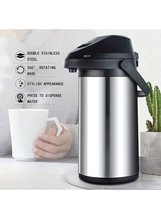 4L 135oz Double Wall Vacuum Insulated Stainless Steel Thermal Coffee Carafe With Pump Leakproof Beverage Dispenser 12H Hot 24H Cold Retention Large Capacity Drink Server For Home Office Party Kitchen - Image 2
