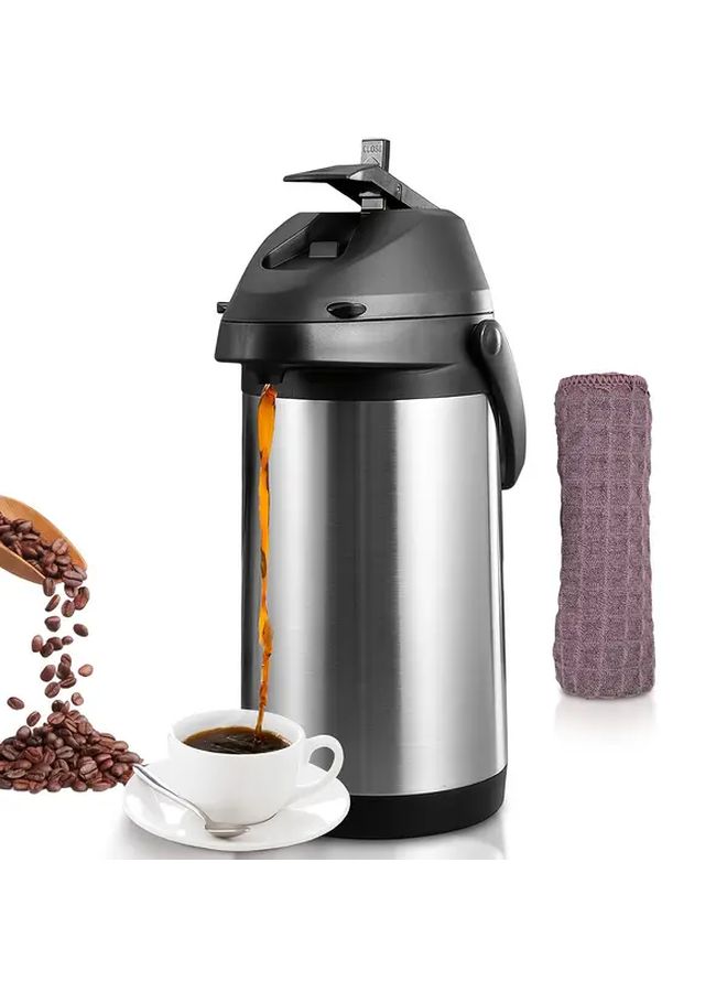 4L 135oz Double Wall Vacuum Insulated Stainless Steel Thermal Coffee Carafe With Pump Leakproof Beverage Dispenser 12H Hot 24H Cold Retention Large Capacity Drink Server For Home Office Party Kitchen - Image 1