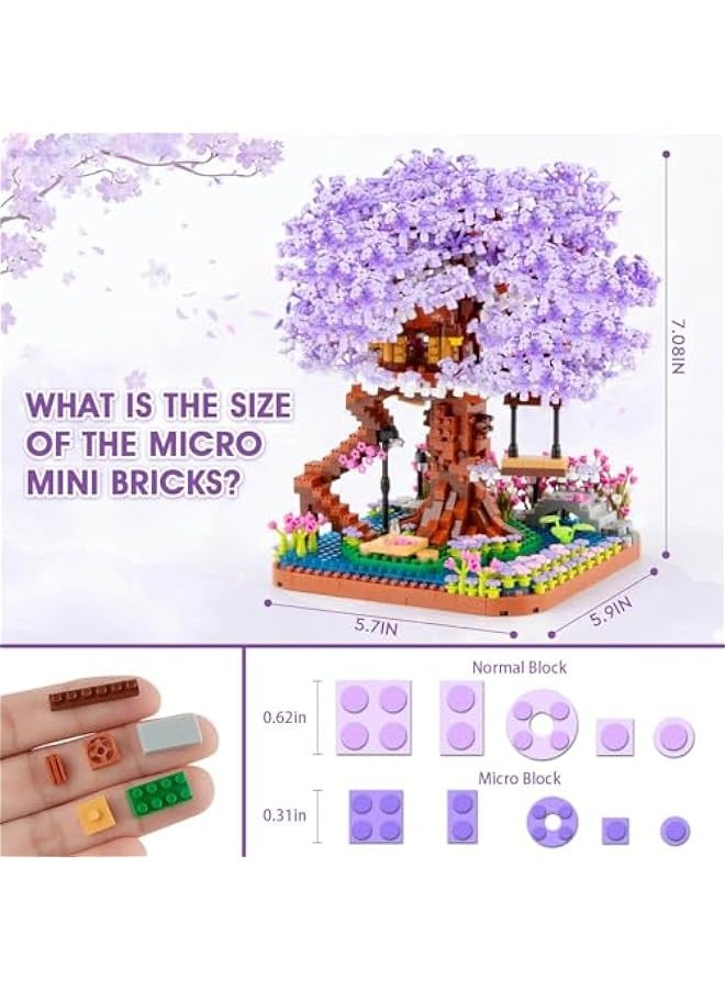 Cherry Blossom Bonsai Tree Micro Building Set, Japanese Sakura Tree House Model Sets, Flowers House Mini Bricks Building Kit, Creative Toys for Kids Adults 14+ (2200PCS) - Image 2
