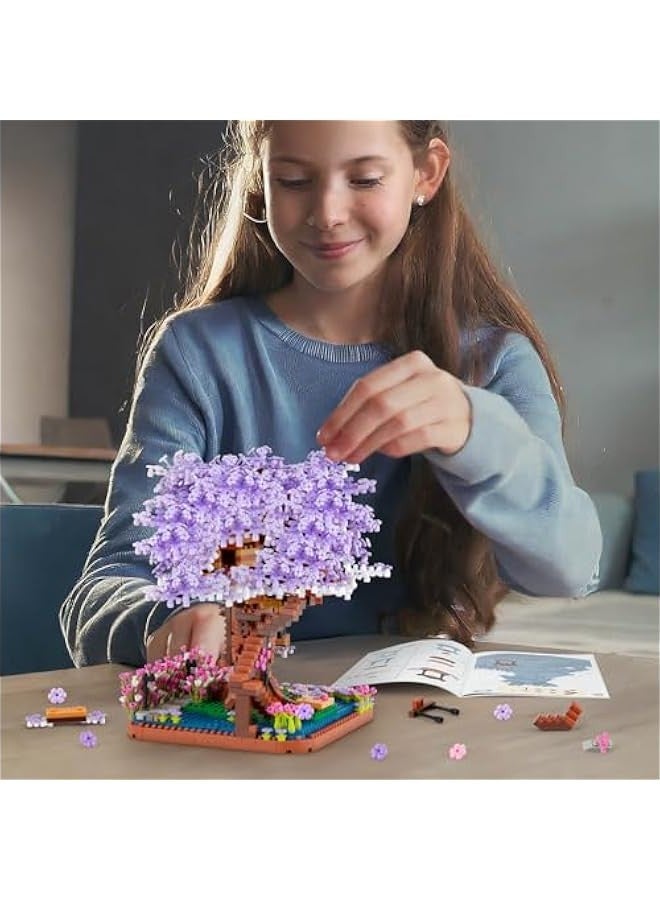 Cherry Blossom Bonsai Tree Micro Building Set, Japanese Sakura Tree House Model Sets, Flowers House Mini Bricks Building Kit, Creative Toys for Kids Adults 14+ (2200PCS) - Image 5