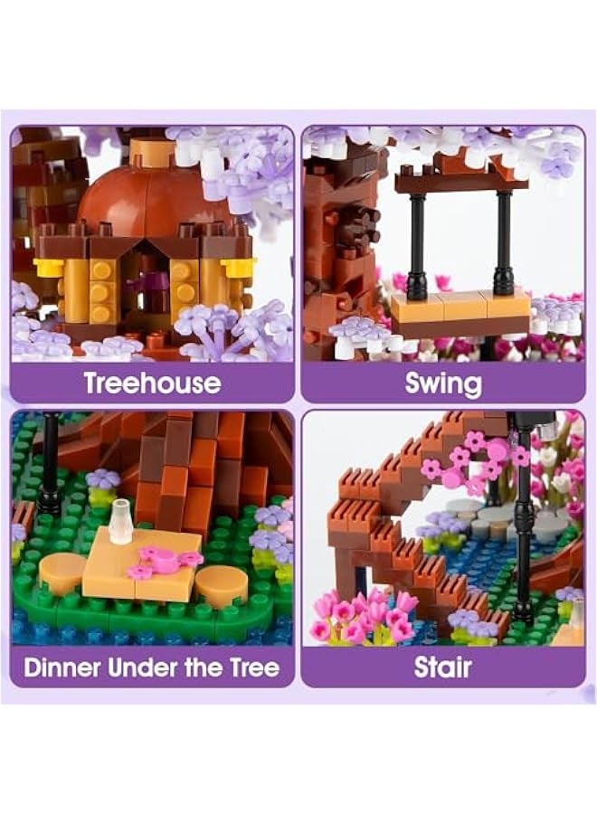 Cherry Blossom Bonsai Tree Micro Building Set, Japanese Sakura Tree House Model Sets, Flowers House Mini Bricks Building Kit, Creative Toys for Kids Adults 14+ (2200PCS) - Image 3