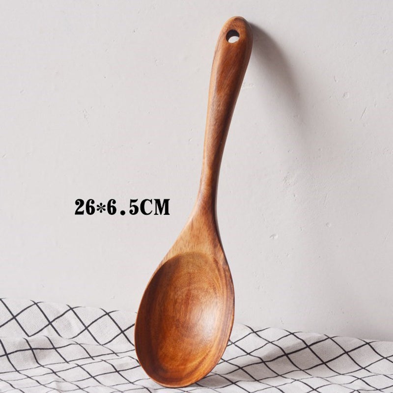 2pcs Spoon Salad Dinner Serving Spoons Server Wood Fork Spoon Cutlery Set Utensils Tableware - Image 5