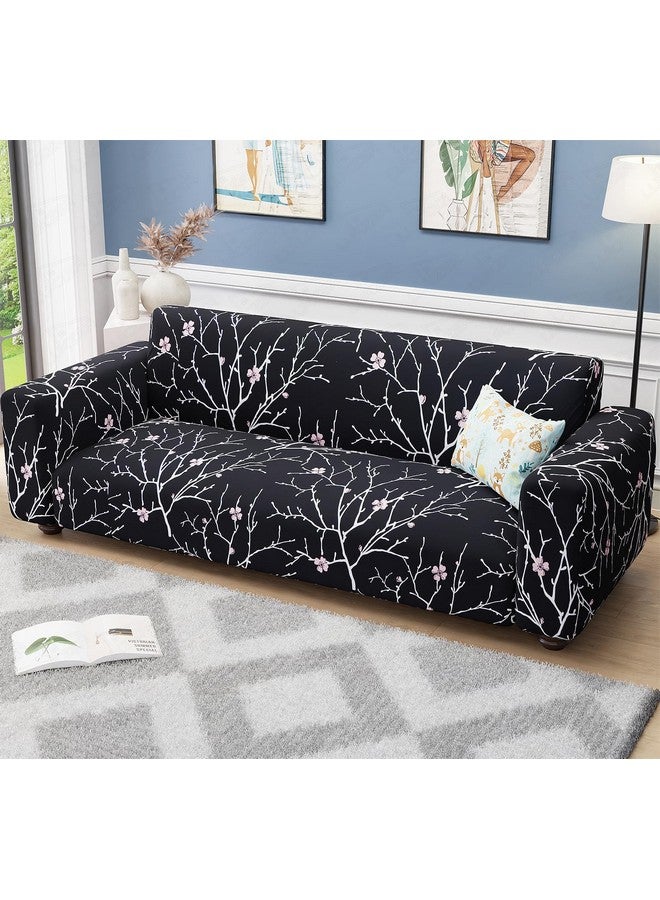 Lukzer غطاء أريكة عالمي أسود ثلاثي المقاعد من لوكزر | غطاء أريكة قابل للغسل ومضاد للانزلاق مغطى بالكامل بزاوية 360° | غطاء من البوليستر + سباندكس بوزن 140 جرام (180-230 سم/SC-001-03) - Image 1