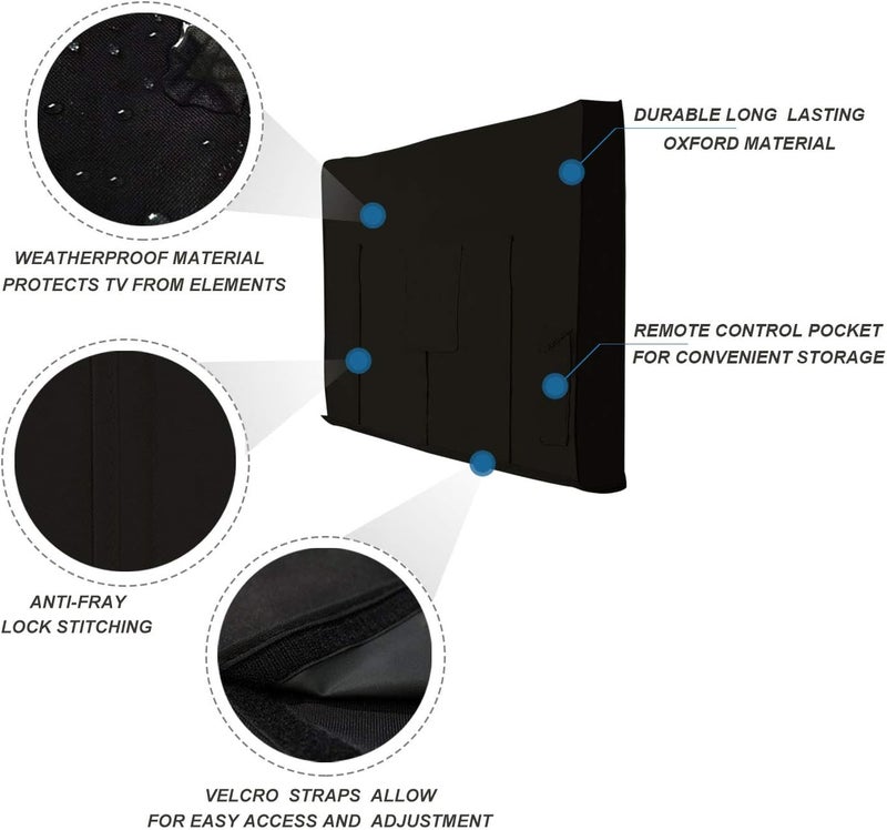 iBirdie Outdoor Waterproof and Weatherproof TV Cover for 50 Inch Flat Screen TV - 600D Thick Fabric Protector - Image 3