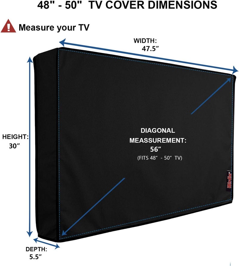 iBirdie Outdoor Waterproof and Weatherproof TV Cover for 50 Inch Flat Screen TV - 600D Thick Fabric Protector - Image 2