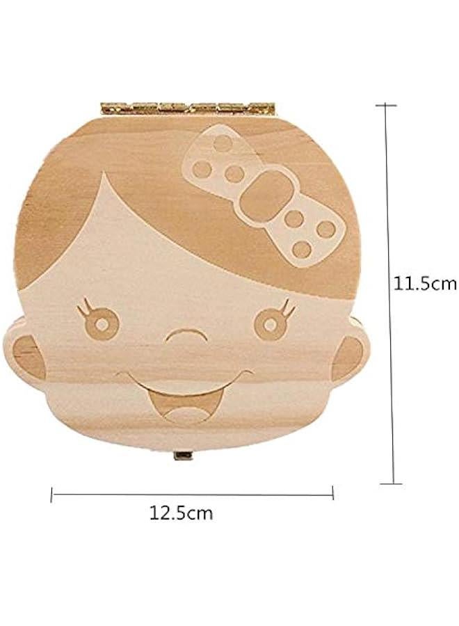 جونيس صندوق تخزين اسنان الاطفال الخشبي، صندوق تخزين تذكاري للاطفال، حاوية اسنان للبنات - Image 2