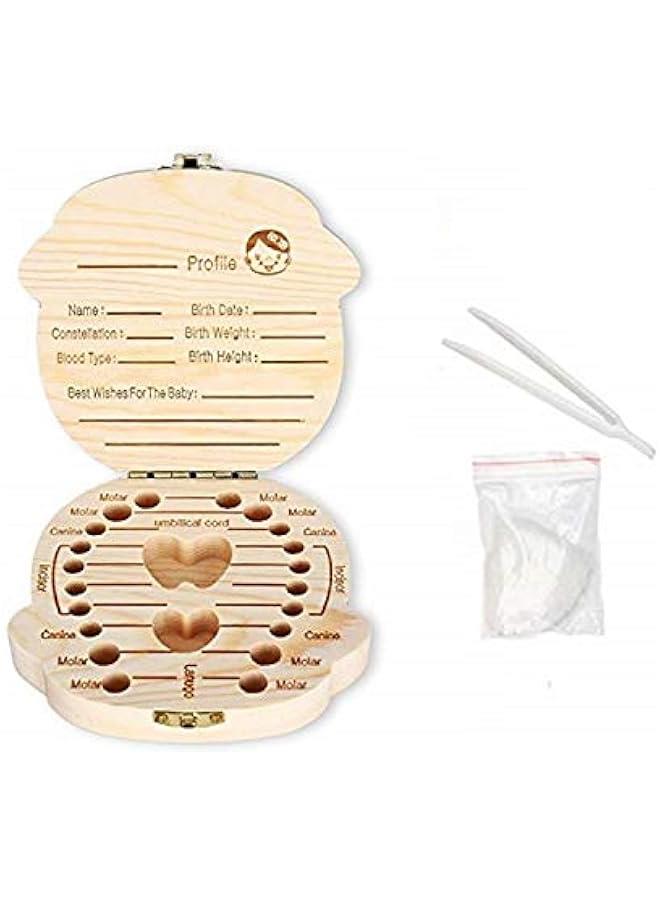 جونيس صندوق تخزين اسنان الاطفال الخشبي، صندوق تخزين تذكاري للاطفال، حاوية اسنان للبنات - Image 3