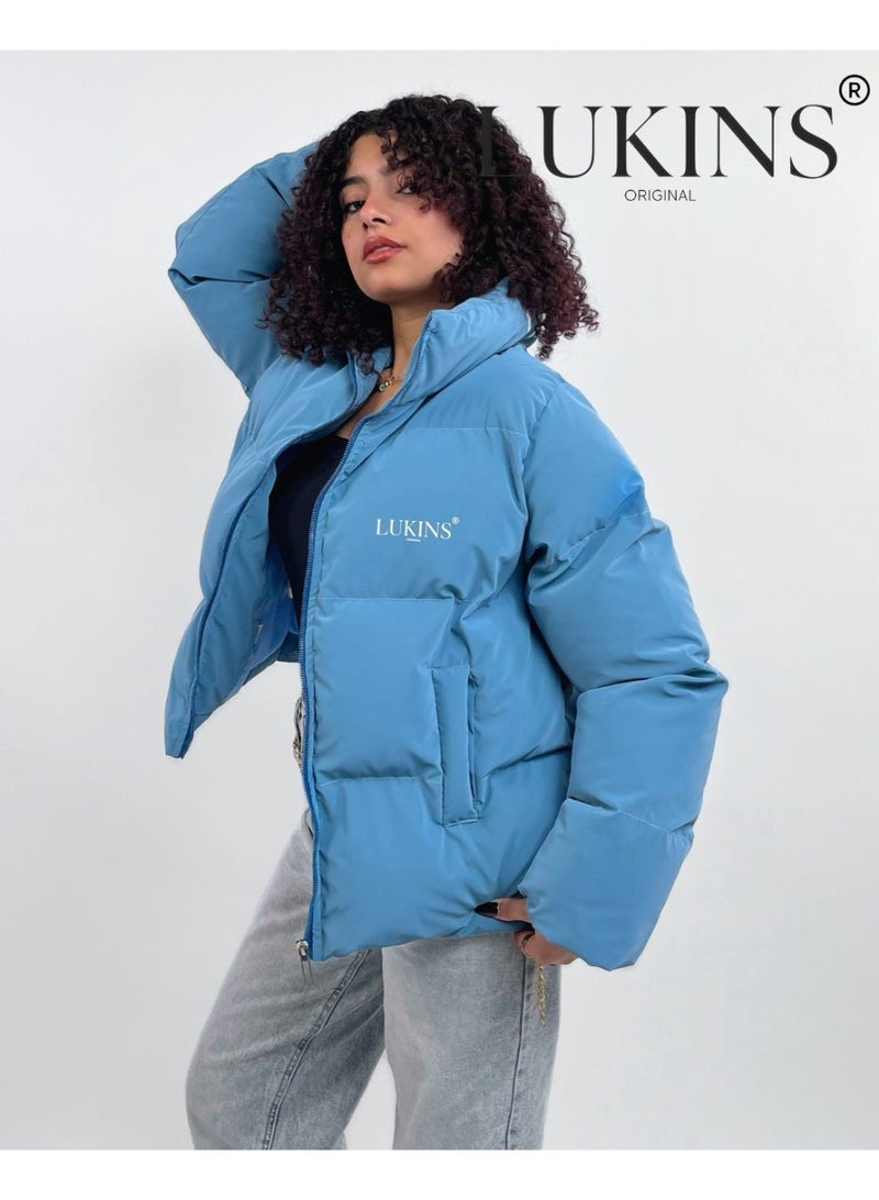 LUKINS High-Quality Teal Blue Women’s Waterproof Jacket – Stylish Winter Design and Rain-Resistant - Image 4