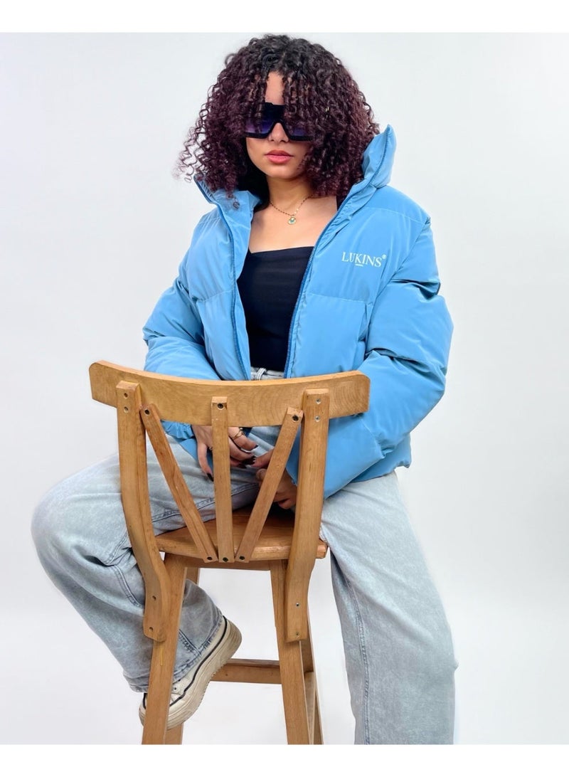 LUKINS High-Quality Teal Blue Women’s Waterproof Jacket – Stylish Winter Design and Rain-Resistant - Image 1