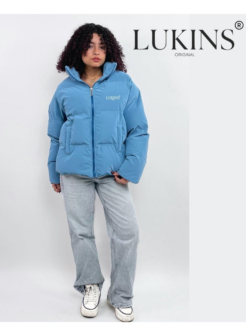 LUKINS High-Quality Teal Blue Women’s Waterproof Jacket – Stylish Winter Design and Rain-Resistant - Image 3