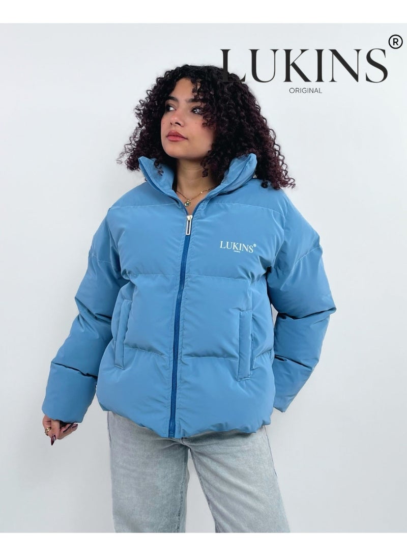 LUKINS High-Quality Teal Blue Women’s Waterproof Jacket – Stylish Winter Design and Rain-Resistant - Image 2