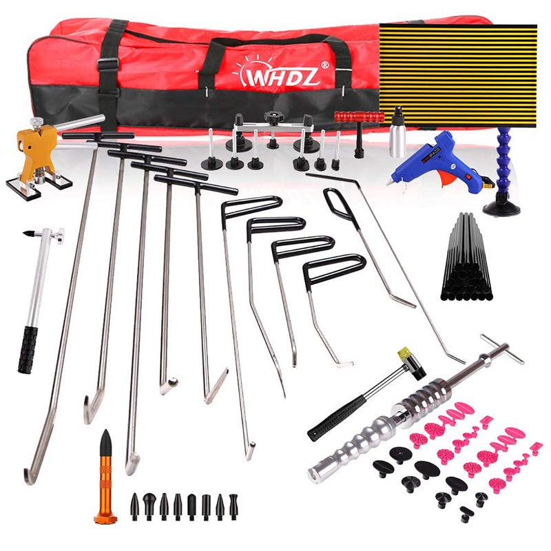 WHDZ Paintless dent Repair Rod 76PCS Paintless Dent Repair Tool Kit Slide Hammer Dent Lifter Bridge Puller Set Light Board Glue Puller Tabs for Car Dent Removal
