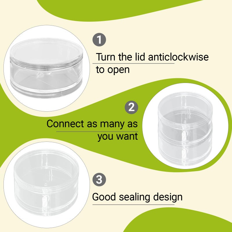 Luomorgo 2 Sets Stackable Clear Plastic Containers with Screw Lids - 60ML 5-Layer Organizer for Cosmetics, Jewelry Beads, Nail Art & Craft Storage - Image 3
