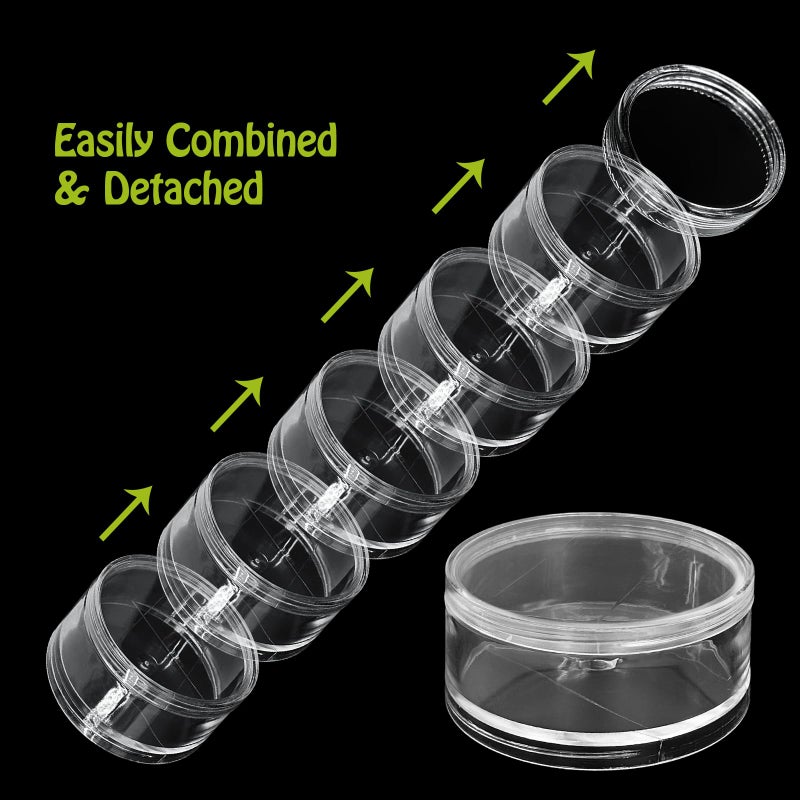 Luomorgo 2 Sets Stackable Clear Plastic Containers with Screw Lids - 60ML 5-Layer Organizer for Cosmetics, Jewelry Beads, Nail Art & Craft Storage - Image 4