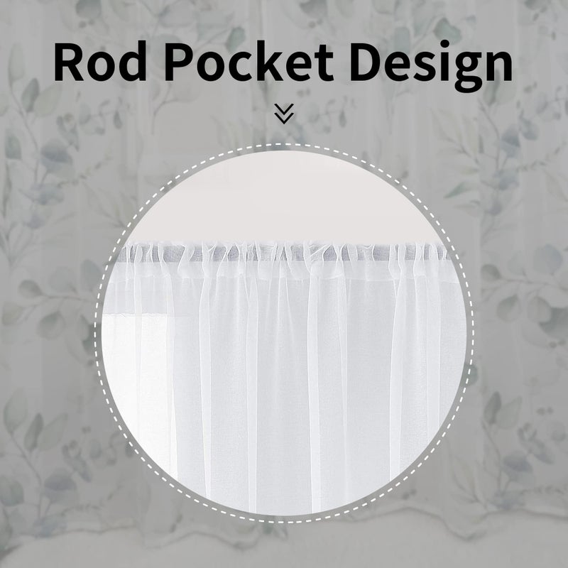 Fereyis Green Eucalyptus Leaves Curtains for Living Room 84 inch Length 2 Panels Set Elegant Floral Plant Spring Printed Window Curtain Natural Sheer Curtains Chiffon Drapes for Bedroom - Image 3