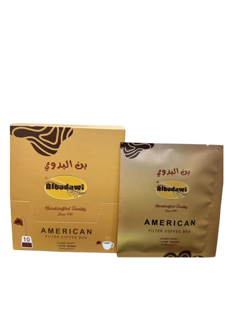 Al Badawi Coffee - American Filter Coffee Classic Roast 10 grams x 10 - Image 1