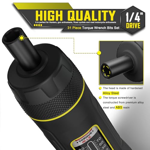 Aiourx Torque Screwdriver Set, 10-80 Inch Pounds lbs, 31 Piece 1/4" Drive Torque Screwdriver Wrench with S2 Steel Bits for Maintenance, Tools, Bike Repairing and Mounting - Image 4