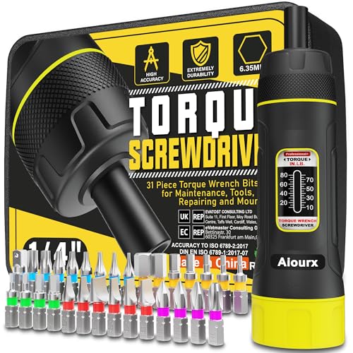 Aiourx Torque Screwdriver Set, 10-80 Inch Pounds lbs, 31 Piece 1/4" Drive Torque Screwdriver Wrench with S2 Steel Bits for Maintenance, Tools, Bike Repairing and Mounting - Image 1