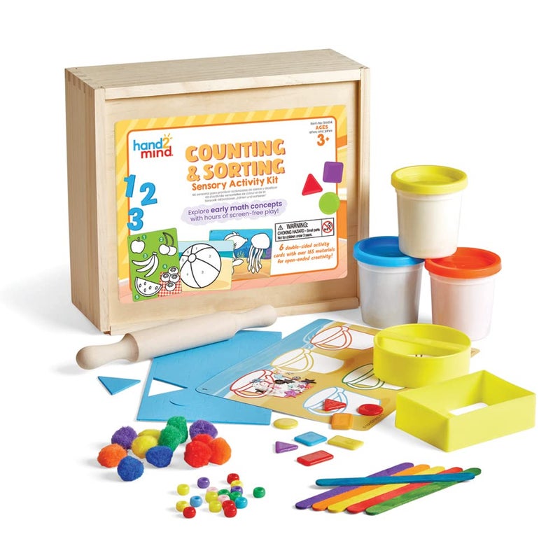 hand2mind Counting and Sorting Sensory Activity Kit, Loose Parts Play Materials for Kids, Sensory Box, Montessori Sensory Bin with Lid, Fine Motor Toys, Play Therapy Toys, Arts and Crafts Kits - Image 1