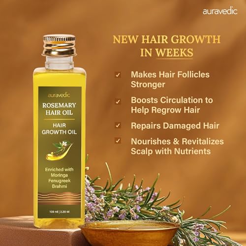 Auravedic Rosemary Hair Oil For Hair Growth 100 Ml Pure Rosemary Oil For Hair Growth with Moringa Black Cumin Jojoba Amla and Almond - Image 5