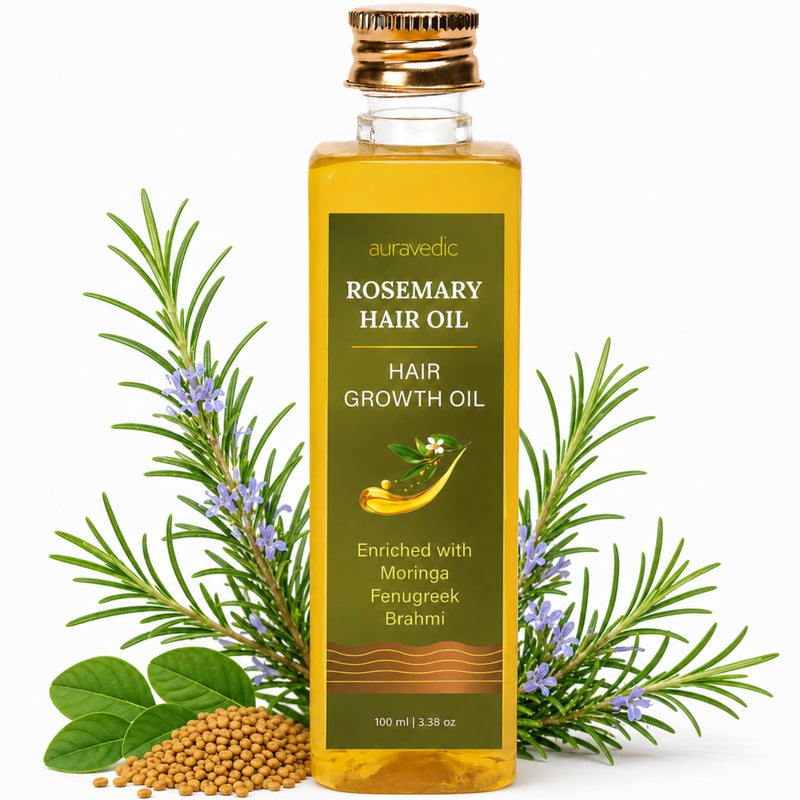 Auravedic Rosemary Hair Oil For Hair Growth 100 Ml Pure Rosemary Oil For Hair Growth with Moringa Black Cumin Jojoba Amla and Almond - Image 3