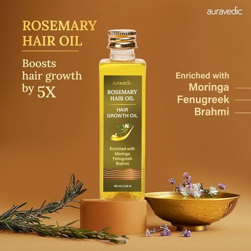 Auravedic Rosemary Hair Oil For Hair Growth 100 Ml Pure Rosemary Oil For Hair Growth with Moringa Black Cumin Jojoba Amla and Almond - Image 2