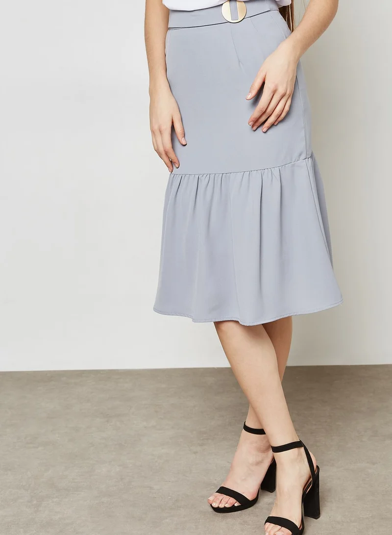 ELLA Detailed Waist Peplum Hem Skirt