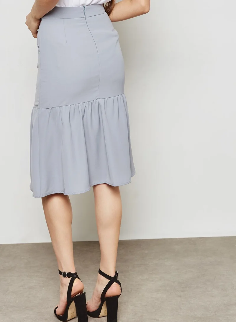 ELLA Detailed Waist Peplum Hem Skirt