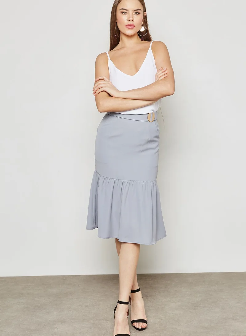 ELLA Detailed Waist Peplum Hem Skirt