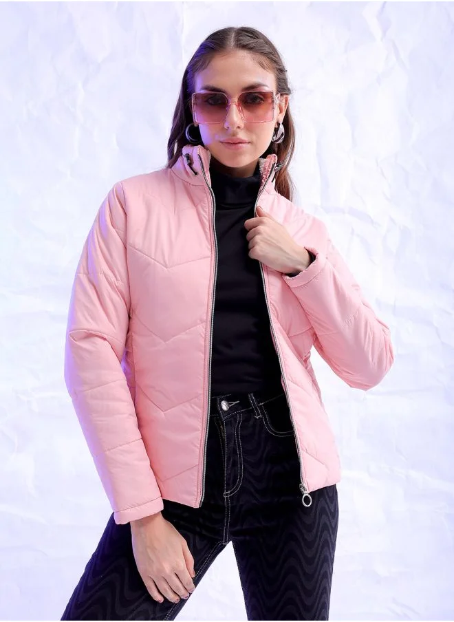 مرفوعة Women Slim Fit Solid Puffer Jacket