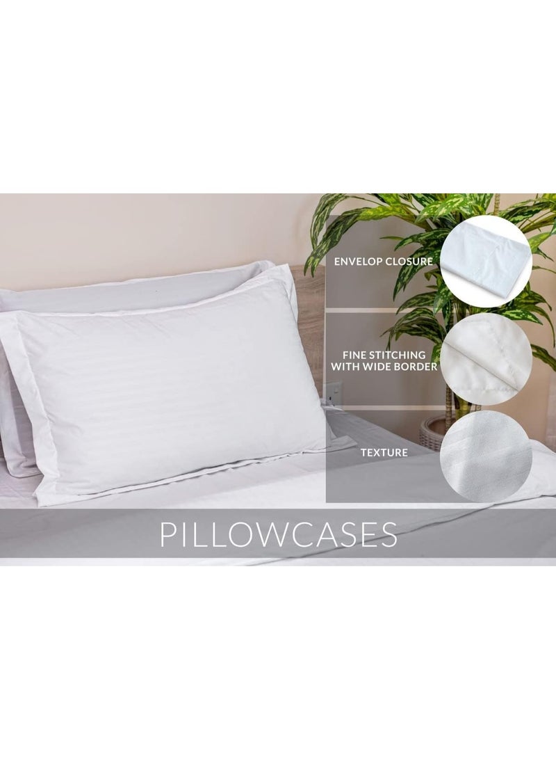 Eworld 6-Piece Premium King Size Bedding Set, White Striped Design and High-Quality Cotton Hotel Luxury Bedsheet, Soft Quilt Cover and Pillowcases - Image 3