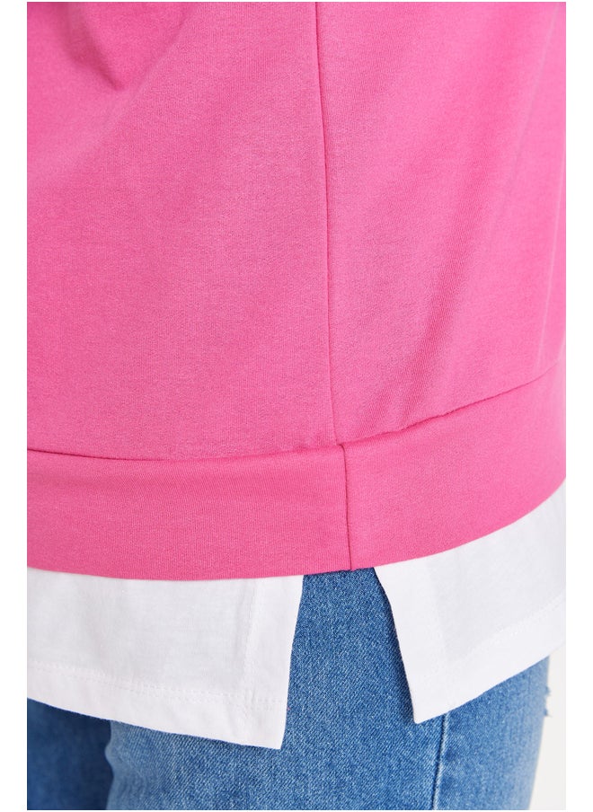 trendyol - Fuchsia Altan T-Shirt, Thick Knitted With a Come Out Look. - Image 1
