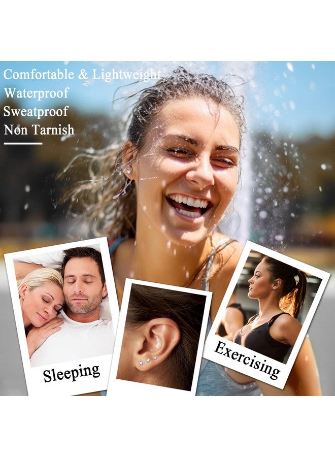 Fansilver 20G Hypoallergenic Flat Back Earrings for Women Men Silver 14K Gold Stainless Steel Stud Earrings Brithstone Cubic Zirconia Studs Surgical Steel Cartilage Earrings for Sensitive Ears - Image 3