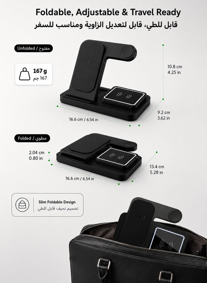 ZAFRA 3 in 1 Wireless Charger iPhone Charging Station - Phone Charger Stand for Multiple Devices, Wireless Charging Station for iPhone 17/16/15/14/13/12/11/X, Apple Watches & for Airpods 4/3/2/Pro, Samsung/Huawei/Xiaomi, Black - Image 3