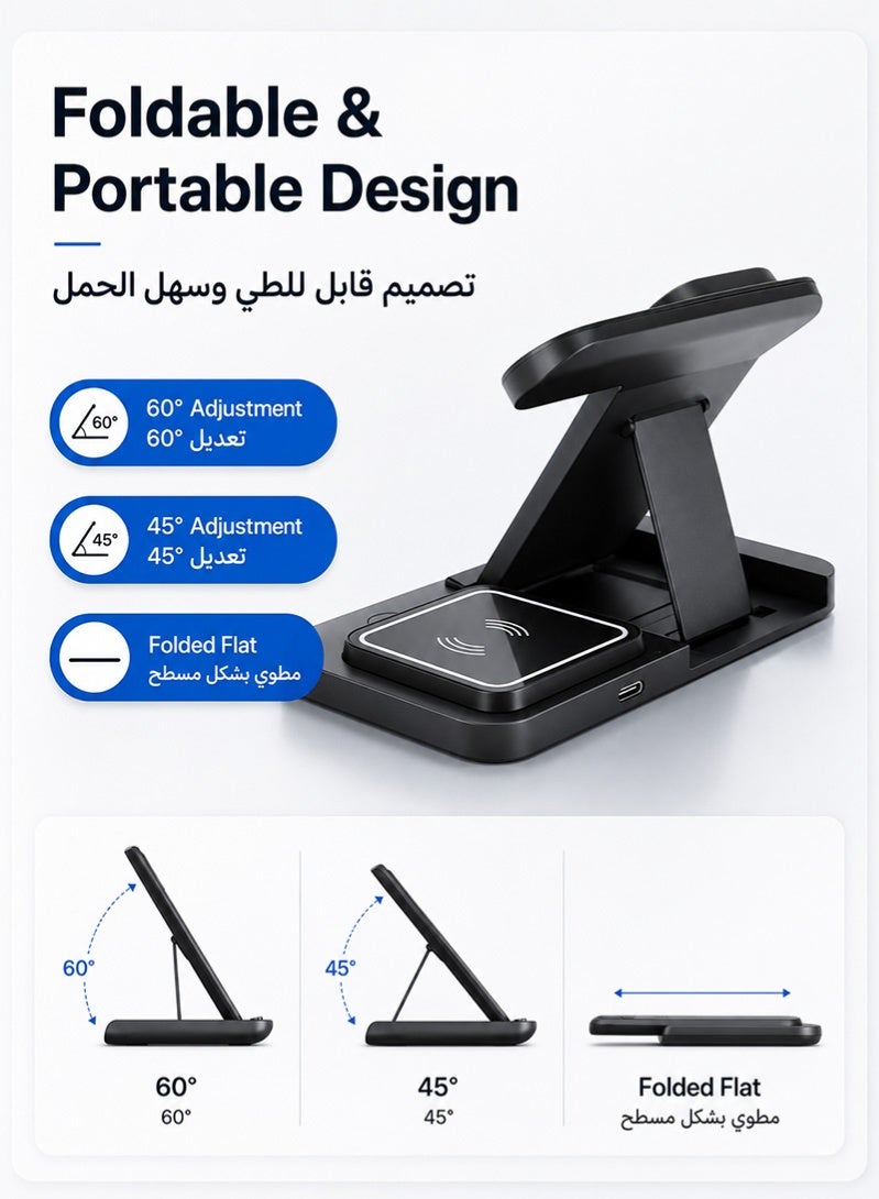 ZAFRA 3 in 1 Wireless Charger iPhone Charging Station - Phone Charger Stand for Multiple Devices, Wireless Charging Station for iPhone 17/16/15/14/13/12/11/X, Apple Watches & for Airpods 4/3/2/Pro, Samsung/Huawei/Xiaomi, Black - Image 5