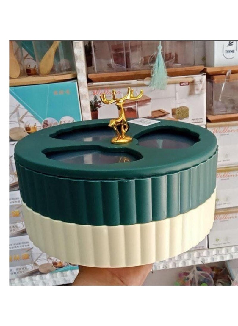 Generic - A snack plate with a golden gazelle handle, two tiers divided into 3 sections for nuts, dried fruits, and sweets, trays for snacks, a serving tray with a handle, a dirt-resistant nut tray, a nice multi-colored tray. - Image 1