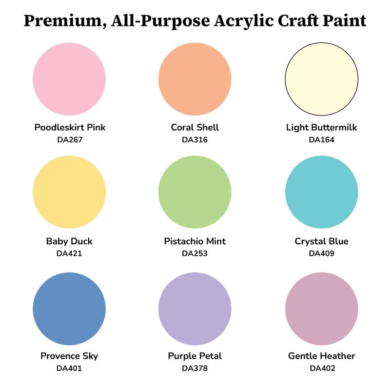 DecoArt Americana Acrylic Paint Set â€“ Essential Pastel Colors, 9 Bottles (2 fl oz) â€“ Art and Craft Acrylic Paints for Canvas, Wood, and More - Image 2