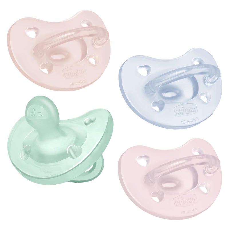 Chicco PhysioForma Silicone Orthodontic Pacifier 06m 100 Soft Silicone Supports Breathing Oral Development SatinTextured Nipple Includes Sterilizing Case BPA Free Multipack 4pk - Image 3