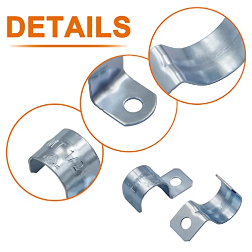 ISPINNER 25pcs 1/2 Inch Zinc Plated Steel EMT Pipe Straps with 1 Hole for EMT Conduit or Pipe Fixing - Image 4
