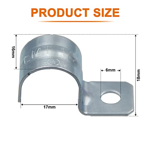 ISPINNER 25pcs 1/2 Inch Zinc Plated Steel EMT Pipe Straps with 1 Hole for EMT Conduit or Pipe Fixing - Image 2