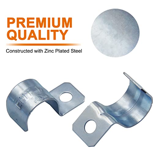 ISPINNER 25pcs 1/2 Inch Zinc Plated Steel EMT Pipe Straps with 1 Hole for EMT Conduit or Pipe Fixing - Image 3